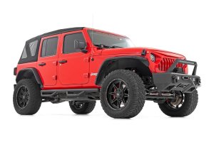 Jeep Wrangler Unlimited Nerf Steps - Wheel to Wheel - Rough Country - 4 Door - '18-'25